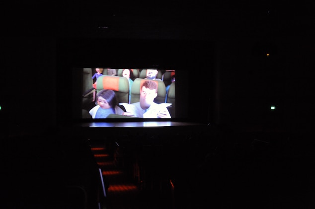 The 3-D version of Hotel Transylvania plays at the Little Hall Theater on Sunday. Patrons were able to watch on the new digitized system.  