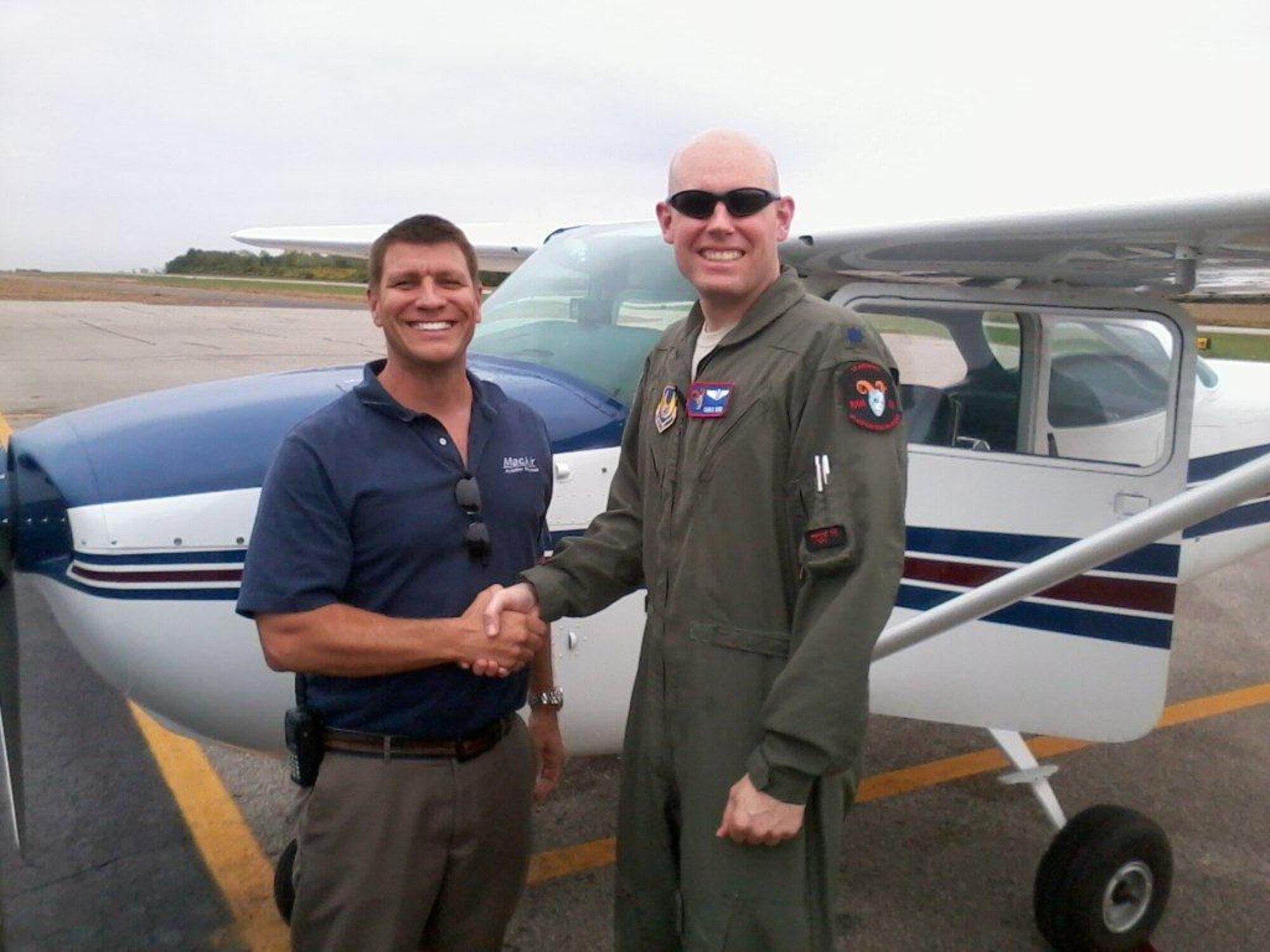 Lt. Col. (Dr.) Chris Bird and his flight instructor.