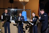 The Horizon Saxophone Quartet of the Band of the West performs during the Holiday in Blue concert Dec. 7 at the Edgewood Independent School District Theatre of Performing Arts in San Antonio.  The Band of the West provides hundreds of performances to military and civilian audiences throughout the year. (U.S. Air Force photo/ Joel Martinez)