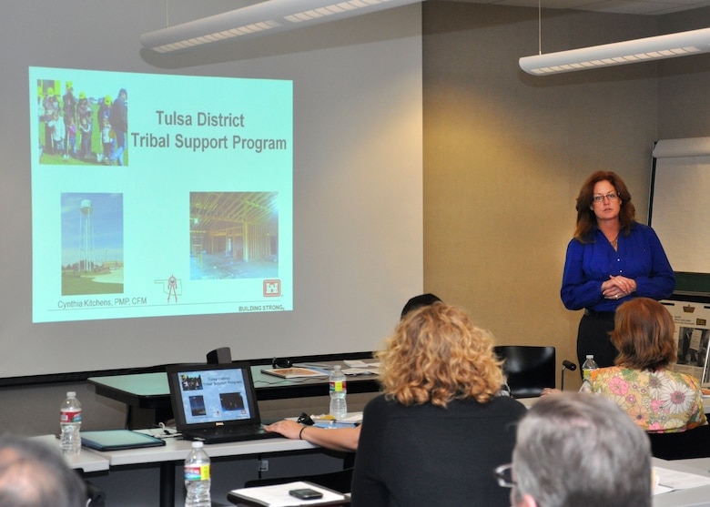 PHOENIX - Cynthia Kitchens, tribal liaison for the U.S. Army Corps of EngineersTulsa District, speaks to a group of tribal liaisons at the 17th Annual Consulting with Tribal Nations training which was hosted Dec. 3-5 by the Los Angeles District at the Federal Courthouse. The training helps prepare Corps tribal liaisons for their work with Tribes and this years session included a Tribal Panel of tribal representatives who shared their ideas on how the Corps of Engineers can improve the way it participates with tribes.