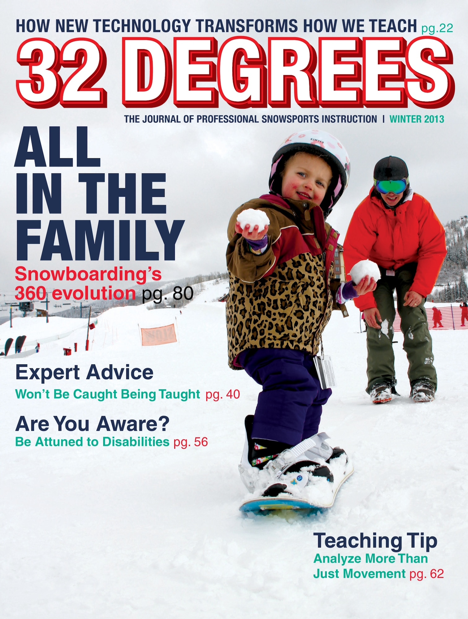 Capt. Adam Ertsey, Air Reserve Personnel Center, and his daughter Norah, were recently on the cover and featured in a recent edition of ‘32 Degrees’ magazine. The picture was taken on Steamboat Mountain in February just before Capt. Ertsey’s deployment.  “Norah wasn’t 3-years old but she had the best of times, which attracted the attention of the cameraman,” Ertsey said. “The suggested age to start snowboarding was 6-8-years old, but we obviously weren't going to wait that long.”  Other pictures taken on the same day were already featured in the previous issue to accompany an article on early snowboard teaching. (U.S. Air Force photo/Capt. Adam Ertsey)