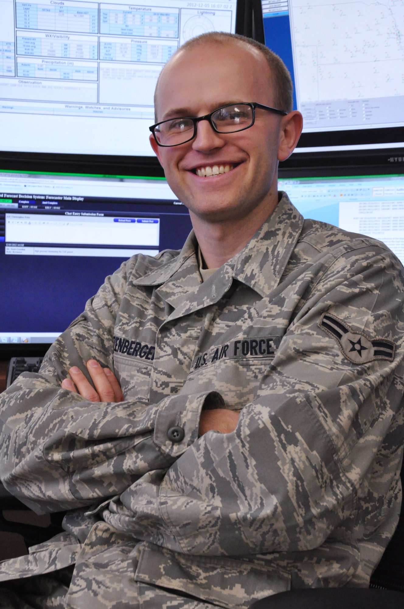 Airman 1st Class Howard Spitzenberger, 15th Operational Weather Squadron forecaster, used the skills he learned in the resiliency class on Scott in October of 2011 to enhance communication between him and his wife of three years. According to Spitzenberger, the most helpful part of the class was active-constructive responding. This segment teaches participants that there are four different ways to respond to what a person says, but only one of the ways to respond will positively build the relationship. (U.S. Air Force photo/Airman 1st Class Jake Eckhardt)