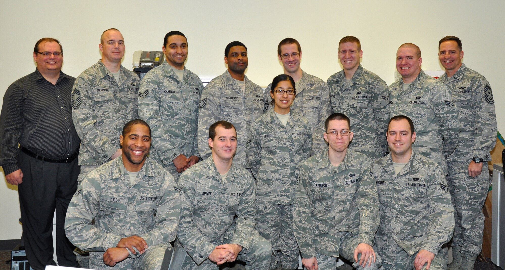 MINOT AIR FORCE BASE, N.D. -- The Airmen assigned to the 5th Communications Squadron's Base Communications Security (COMSEC) office manage the largest COMSEC program in the Air Force, and are responsible for over 24,000 cryptographic keys, codes, and equipment items. They provide the critical security of all networks at Minot Air Force Base through the administration of base computer security, emission security and Information Assurance programs. They also oversee the base Cryptographic Access Program, which tracks all personnel with access to COMSEC material and enables the counterintelligence polygraph examination of enrollees. (Photo Courtesy of the Command Chief's Office)