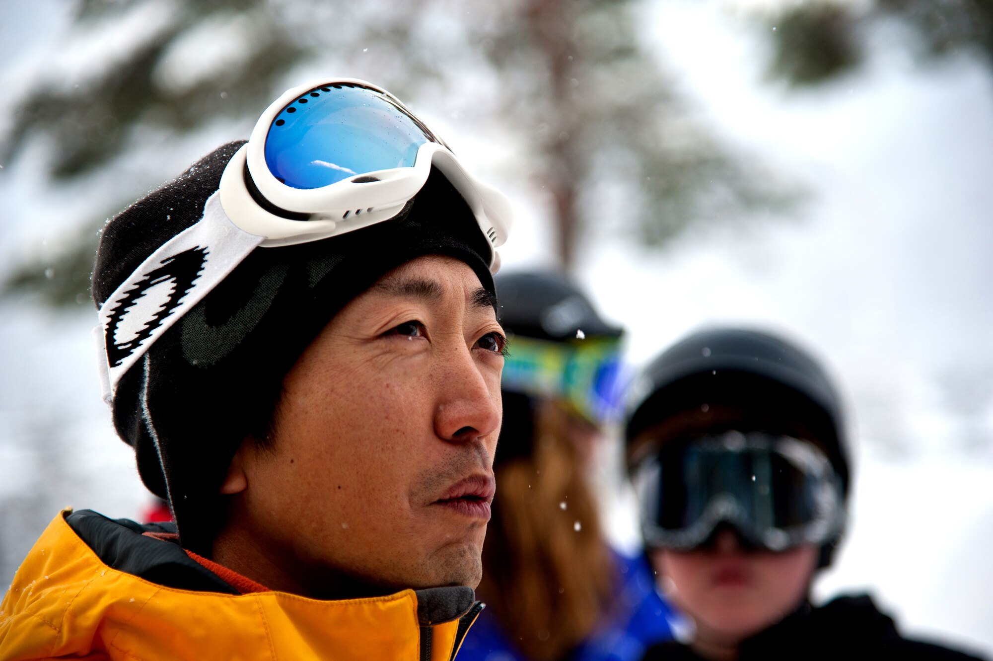 HAKUBA, Japan. -- Takashi Yoshii, 374th Force Support Squadron Outdoor Recreation tour programmer and guide, teaches a beginner snowboard course to Yokota community members, Dec. 12, 2012, during a trip to the Hakuba Region in the Japanese Alps. Each month outdoor recreation offers trips to Airmen to give them a convenient opportunity to get off base and enjoy the Japanese culture. (U.S. Air Force photo/ Senior Airman Cody H. Ramirez)(RELEASED)