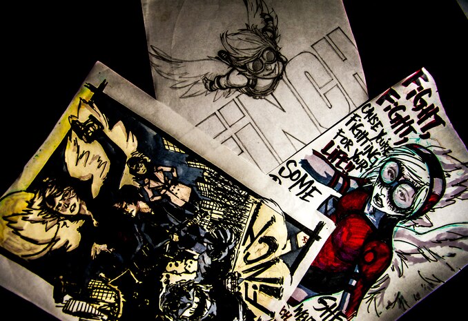 Airman 1st Class John Yurcaba IV, 1st Combat Camera Squadron broadcaster, made the character Finch less than three years ago and continues to build her story as a superhero. Finch is a teenage girl who is graduating high school and discovers she has super powers. (U.S. Air Force photo/ Senior Airman Dennis Sloan)