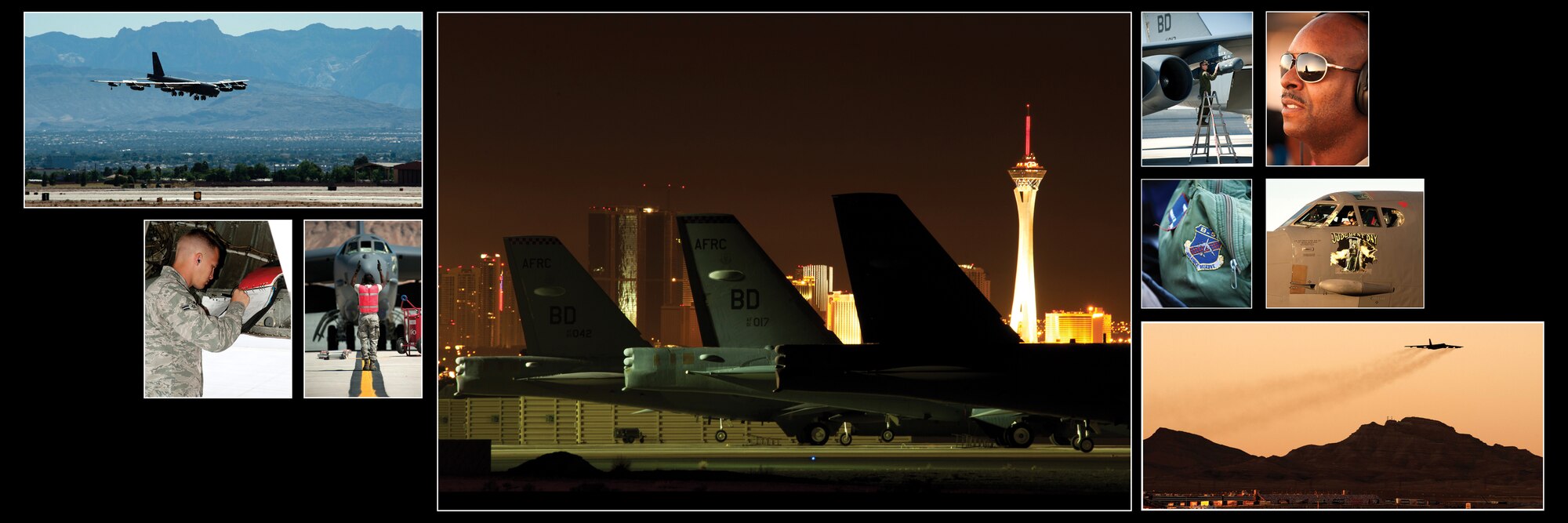 The 307th Bomb Wing deployed three B-52H Stratofortress aircraft and 45 maintenance personnel to Nellis Air Force Base, Nev., in support of a Mission Employment (ME) exercise, June 10, 2012. The ME is the capstone graduation exercise for soon to be Weapons Officers, incorporating all the services and dominating the battle space in the four contested domains of air, space, cyber and land. (Master Sgt. Greg Steele/Released)