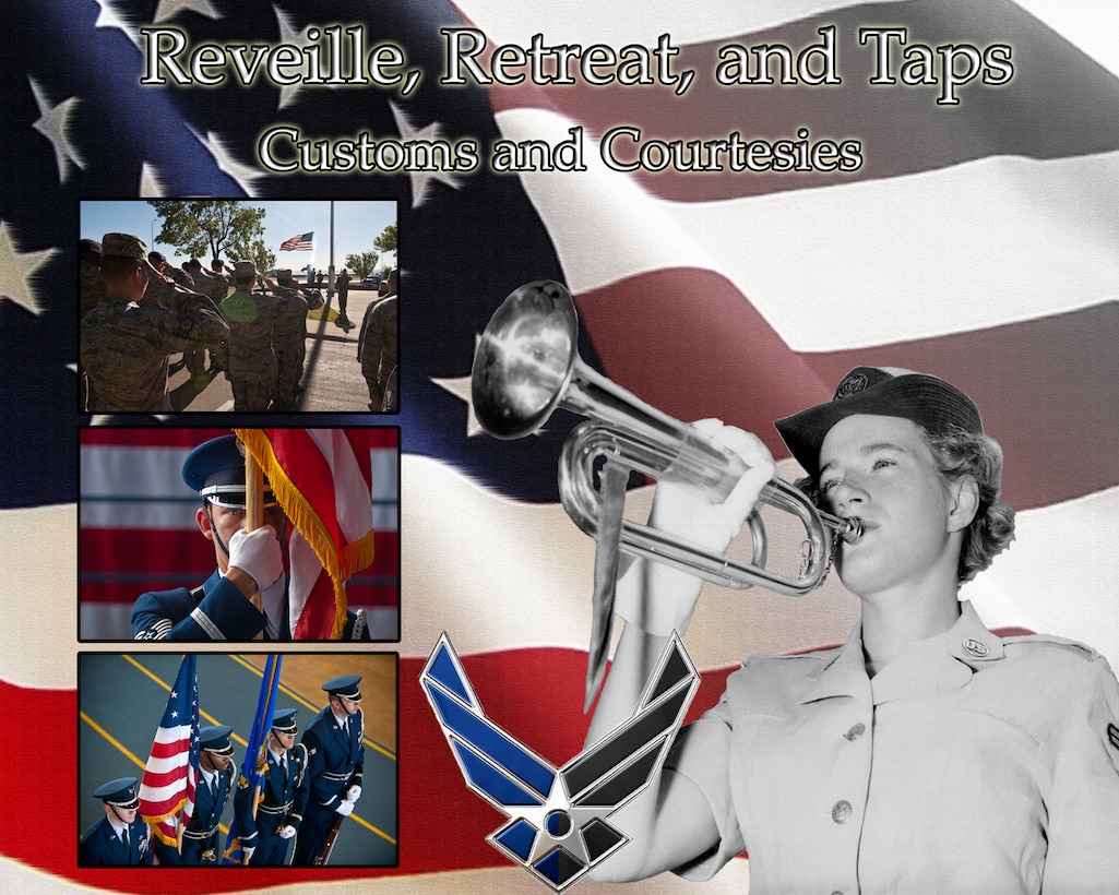 The customs and courtesies we observe as service members are some of the oldest traditions of the military, and show respect for our flag, country, fellow Airmen, Soldiers, Sailors and Marines throughout history to the present day. (U.S. Air Force graphic by Airman 1st Class Zachary Hada/Released)
