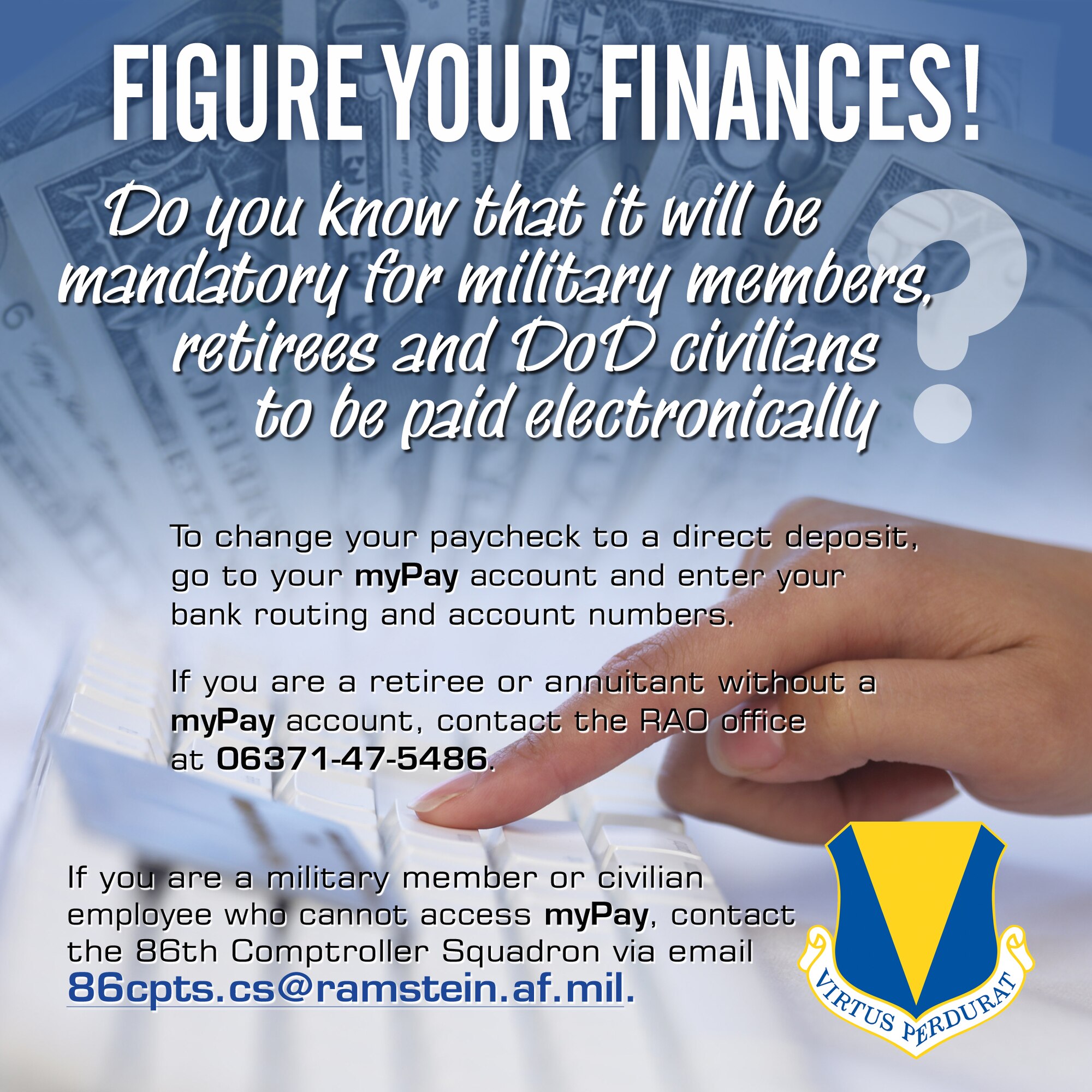 Get finance help from 86th Comptroller Squadron customer service.