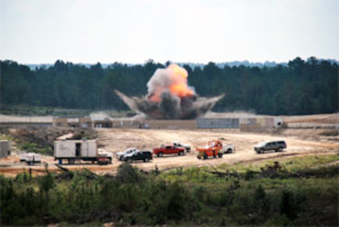 ERDC researchers set off an explosion during a live-fire demonstration at Fort Polk, La.