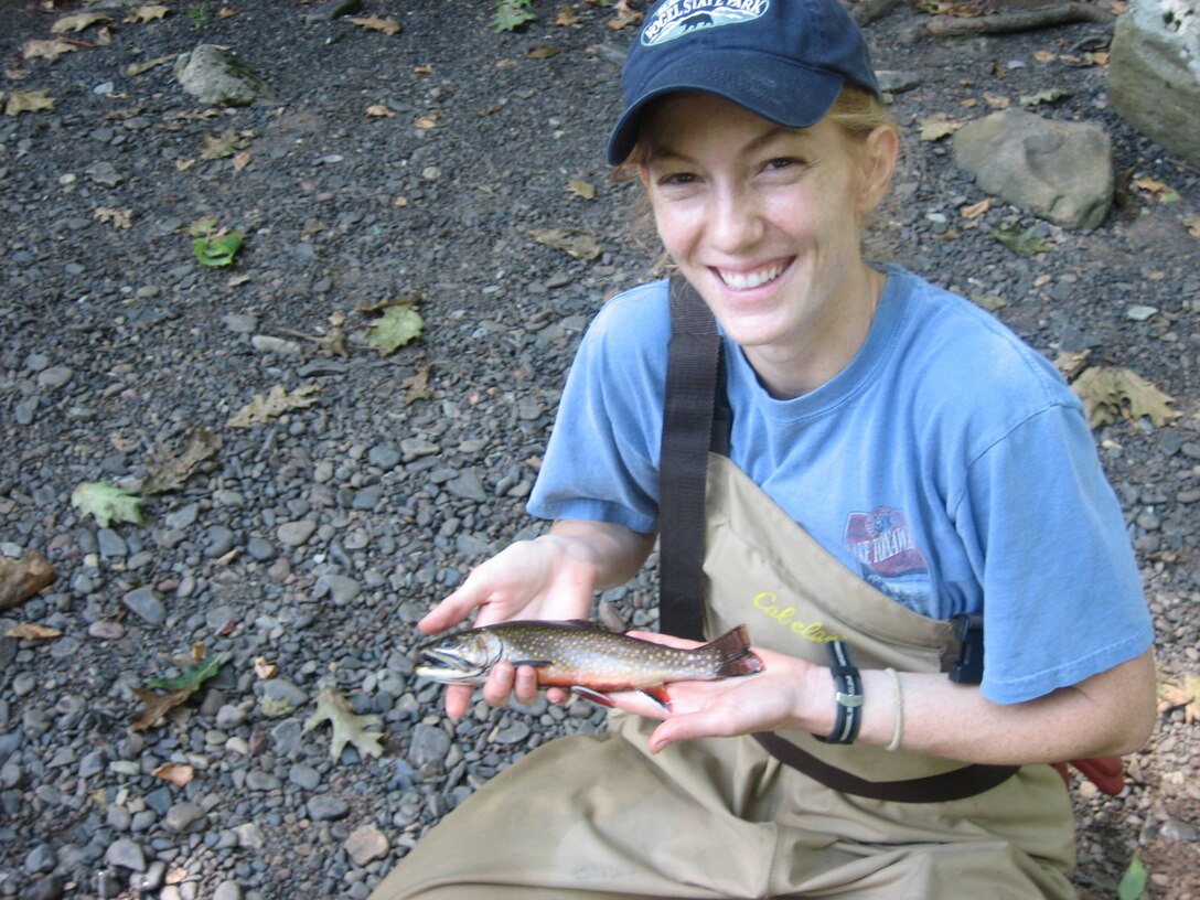 A visitor to Cowanesque Lake shows off her latest catch.