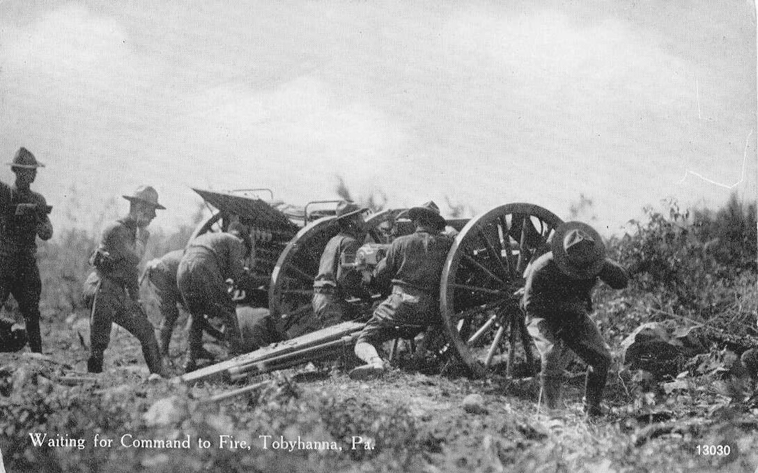 Soldiers firing artillery at the former Tobyhanna Artillery Range.  