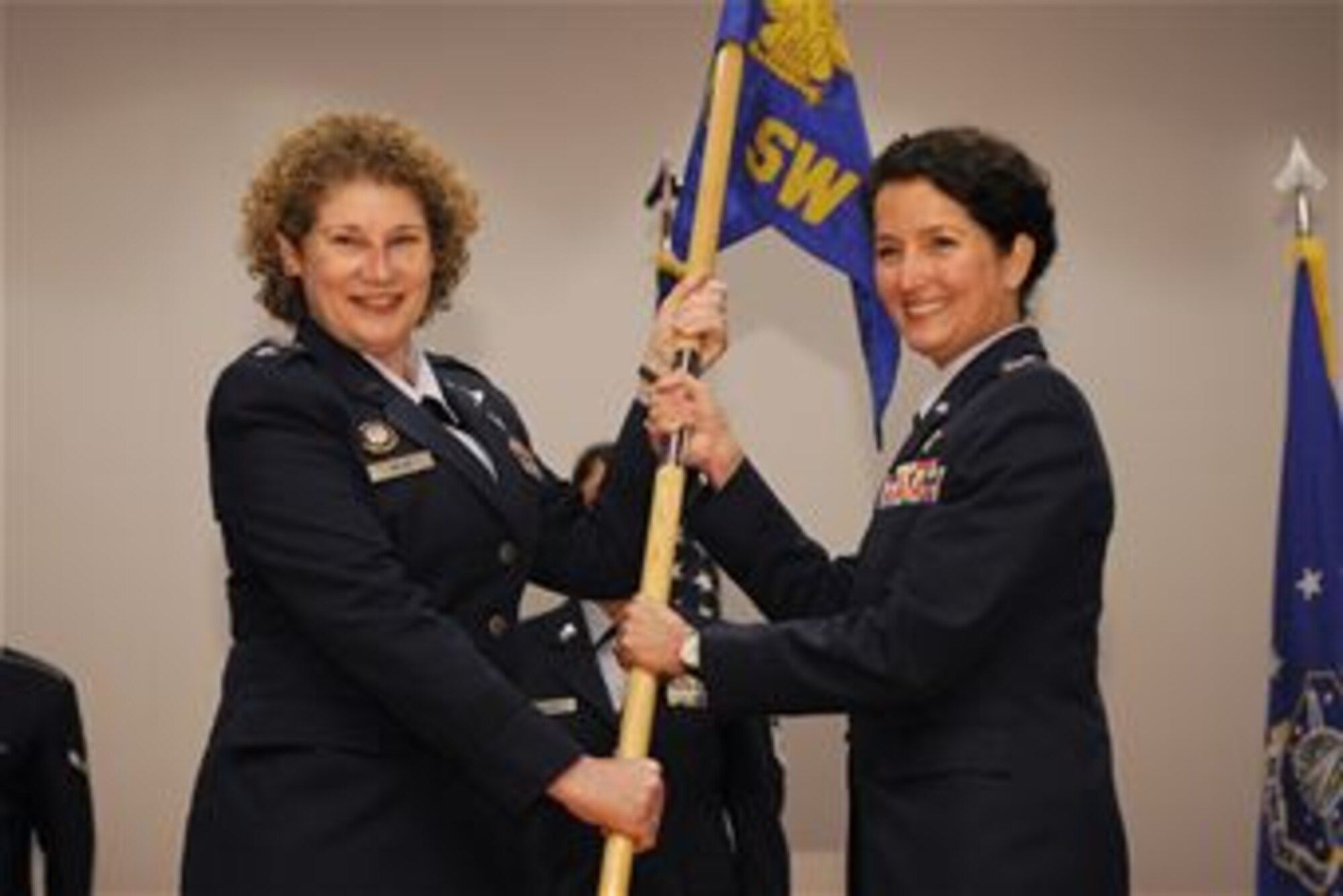 VANDENBERG AIR FORCE BASE, Calif. -- Col. Nina M. Armagno assumed command of the 30th Space Wing in a change of command ceremony at the base theater Jan. 23. Armagno assumed command from Col. Richard Boltz upon his selection for reassignment to U.S. Strategic Command where he will serve as the battle watch commander in the Global Operations Center at Offutt Air Force Base, Neb. (U.S. Air Force photo/Staff Sgt. Levi Riendeau)