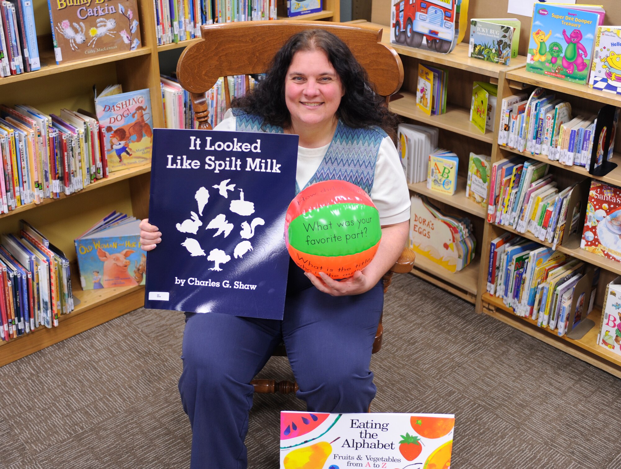 VANDENBERG AIR FORCE BASE, Calif. -- Christine McLaughlin, the Base Vandenberg Library supervisor, of, is the lead on coordinating all the programs and events of the library which include storytime for children and the Summer Reading Program. (U.S. Air Force photo/Jennifer Green-Lanchoney)