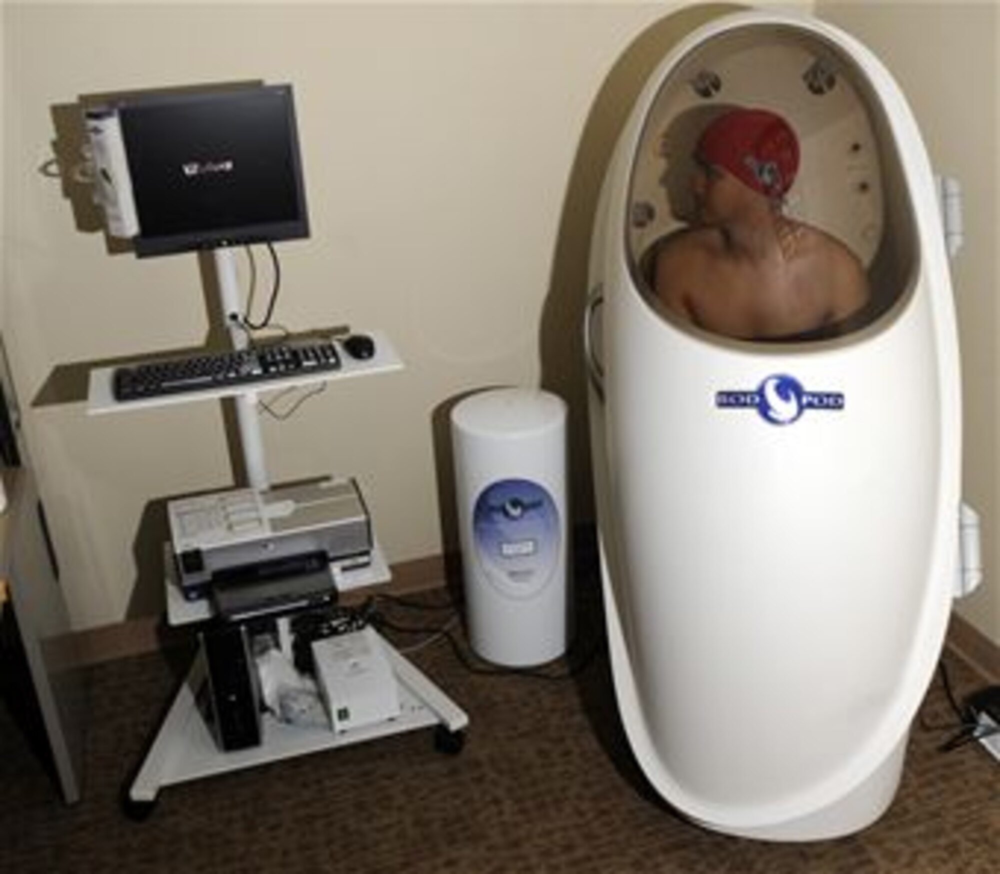 VANDENBERG AIR FORCE BASE, Calif. -- The Health and Wellness Center here recently acquired a BOD POD, a body composition tracking system, for the use of the Vandenberg population by appointment beginning Jan. 9, 2012. A BOD POD is an egg-shaped chamber which uses a method to determine a person's lean body mass. (U.S. Air Force photo/Tech. Sgt. Scottie McCord)