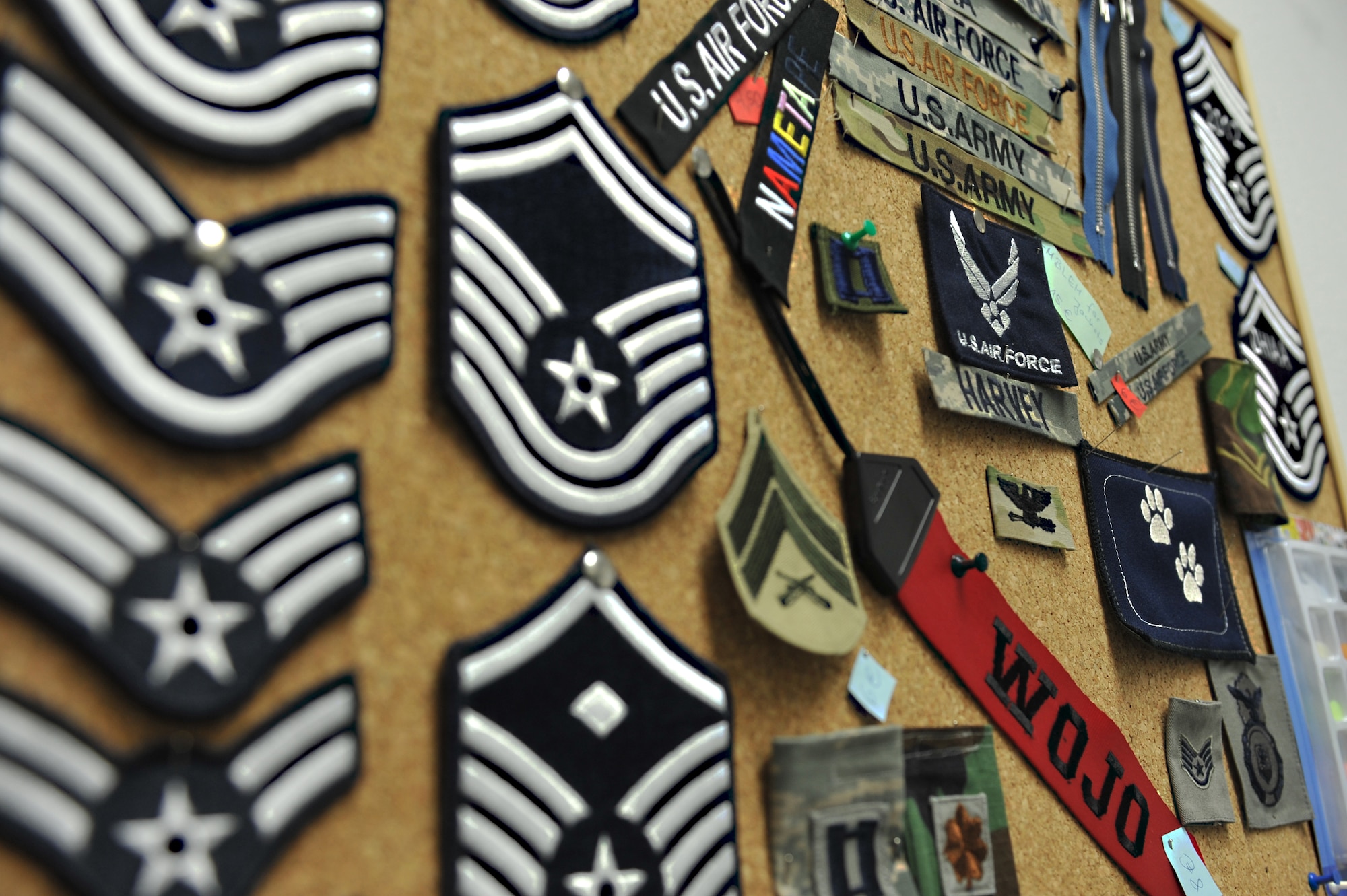 A view of examples of different products offered at the Bablon Alterations shop on Ramstein Air Base, Germany, Dec. 14, 2012. The alterations shop serves the more than 54,000 members of the Kaiserslautern Military Community. (U.S. Air Force photo/Airman 1st Class Holly Cook)
