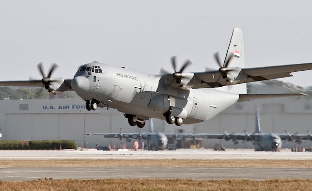 Lockheed Martin delivered three C-130J Super Hercules to the Iraqi Air Force, two months ahead of schedule, the third of which departed the Marietta, GA, Dec 12, 2012. The Iraqi Air Force will use the airlifters for intra-theater support for its troops and to provide humanitarian relief operations in various locations. (Courtesy photo by Lockhead Martin)
