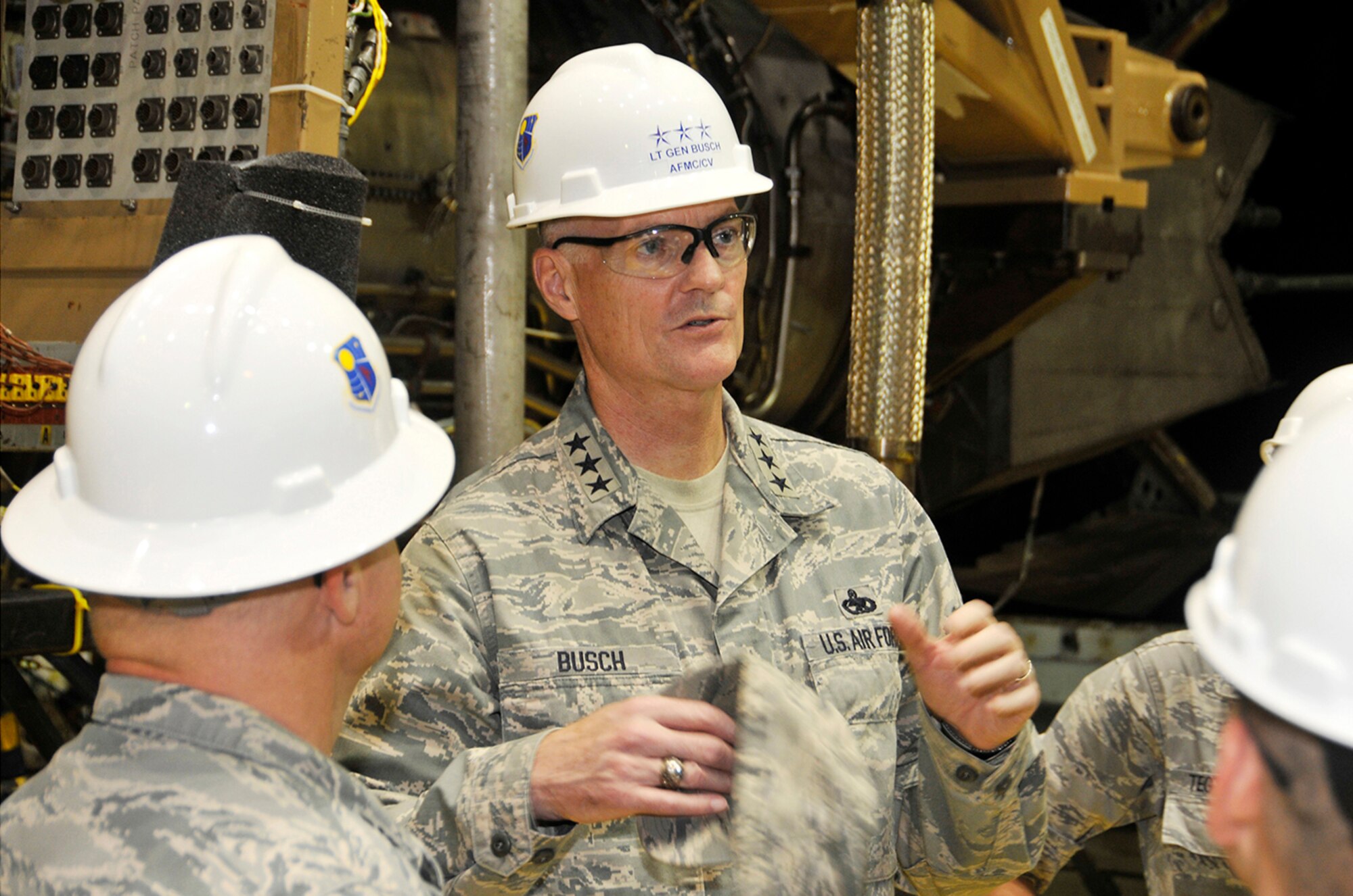 Lt. Gen. Andrew E. Busch, vice commander, Air Force Materiel Command visited AEDC’s J-1 Turbine Engine Test Cell. (Photo by Rick Goodfriend)