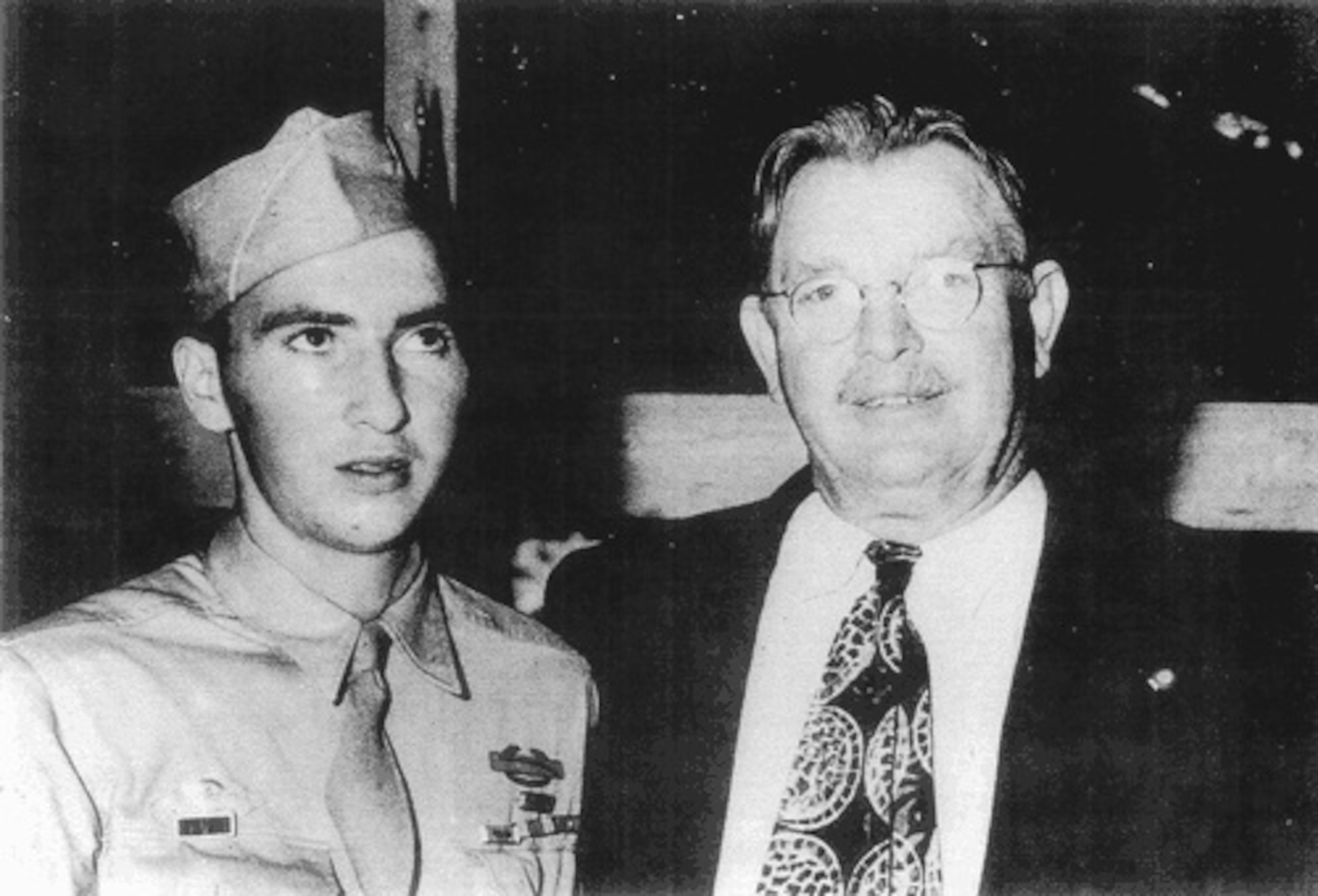 Pvt. Wilburn K. Ross (left) meets World War I veteran, Alvin C. York, in Kentucky in 1945. (Courtesy photo)