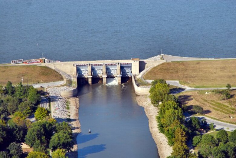The U.S. Army Corps of Engineers St. Louis District began increasing releases from Carlyle Lake, Ill., Dec. 15, 2012, in support of safe navigation on the Mississippi River. Carlyle Lake is a multipurpose project located along the Kaskaskia River in Southern Illinois, providing flood damage reduction, recreation, water supply, downstream navigation and fish and wildlife conservation.
