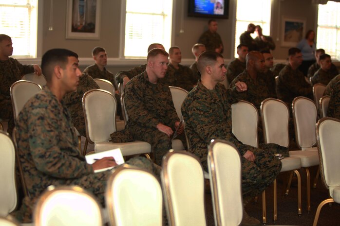 Marines with 2nd Marine Logistic Group receive training on environmental responsibility aboard Camp Lejeune, N.C., Dec. 5, 2012. The training was part of a campaign held by the unit to task Marines on base to keep the environment clean and safe. 