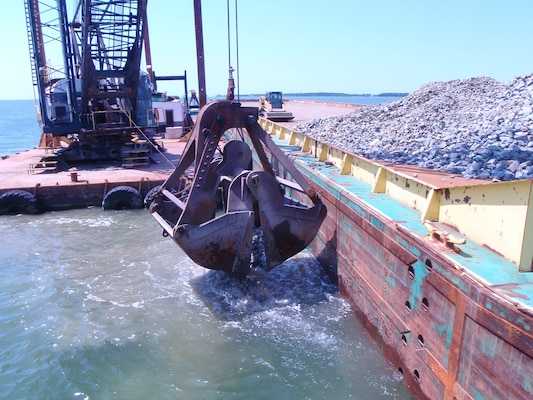 Placing substrate to aid in oyster restoration