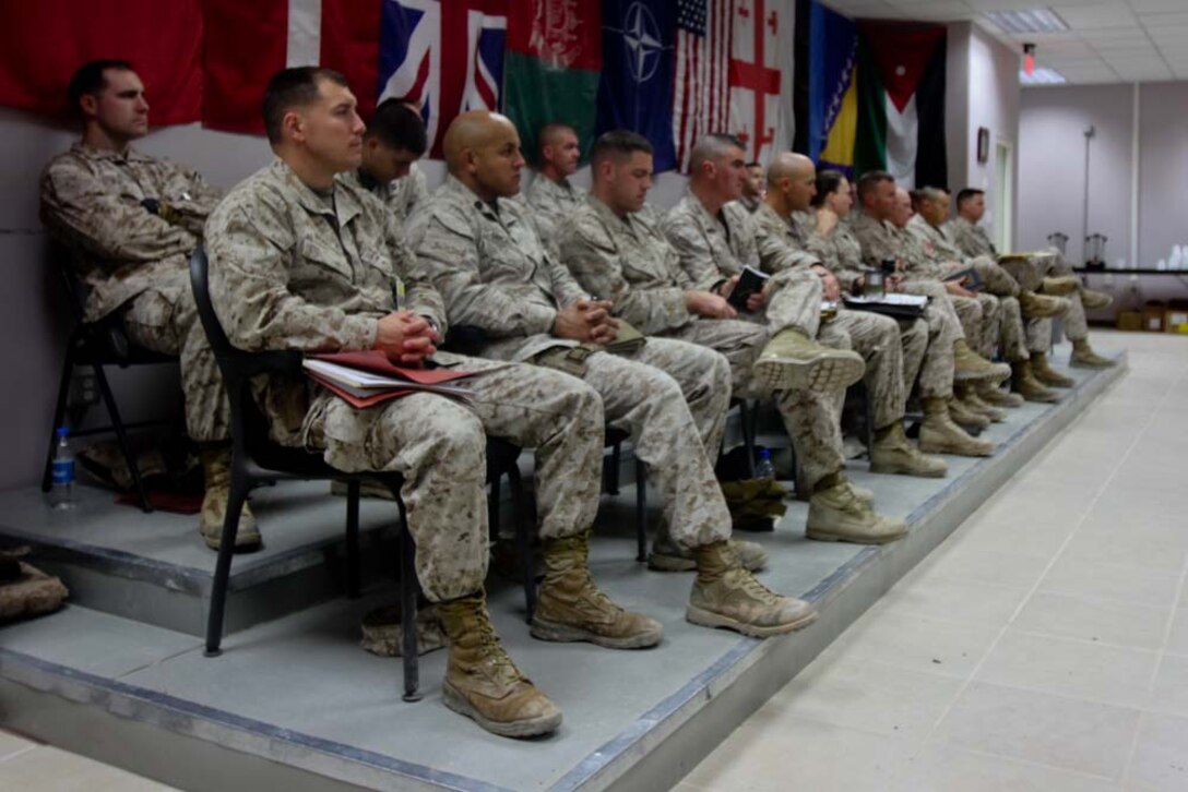 Marine officers from throughout Regimental Combat Team 7â€™s area of operation attended the first RCT-7 commanderâ€™s conference, Dec. 19, 2012. The daylong conference discussed everything from preparing for the summer fighting season, the progress of Afghan National Security Forces and the Government of the Islamic Republic of Afghanistan, and the transition to an Afghan-led country.