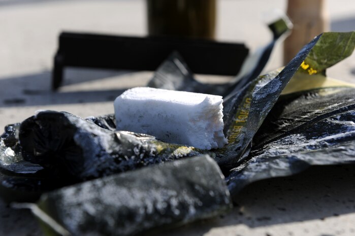 A bar of C4 explosive utilized during a training scenario at explosive ordnance disposal range on Beale Air Force Base, Calif., Dec. 19, 2012. EOD Airmen train with different types of explosives to simulate what they may encounter in the field. (U.S. Air Force photo by Staff Sgt. Robert M. Trujillo/Released)