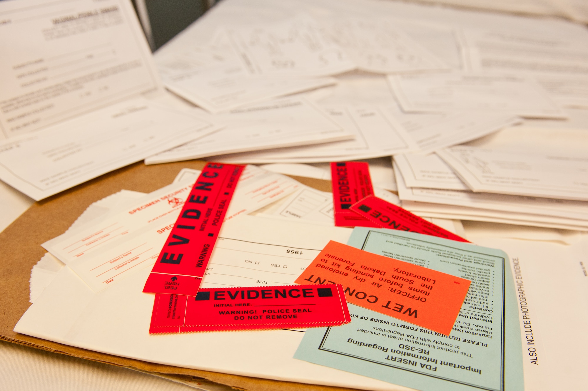A sexual assault medical kit is displayed at the Rapid City Regional Hospital in Rapid City, S.D., Dec. 11, 2012. In the event of the investigation, it is important for the victim of a sexual assault to save all possible evidence to include clothing, underwear and bed linen, to help identify a perpetrator. (U.S. Air Force photo by Airman 1st Class Kate Thornton-Maurer/Released)