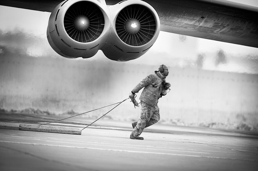 The 5th Bomb Wing participated in an exercise recently to evaluate and validate the 5th BW's flying operations capability. By training in any type of weather, the Warbirds of Minot show they can provide full-spectrum deterrence and outstanding support for the 91st Missile Wing; and if deterrence fails, B-52 firepower on demand. By launching BUFFs in the harsh winters of North Dakota, it only proves our proud, confident and professional Airmen truly take ownership of mission accomplishment. (U.S. Air Force photo/ Tech. Sgt. Aaron Allmon)