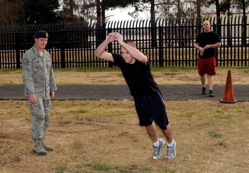 Airmen with the 188th Fighter Wing participate in a fitness competition as part of a dedication for the unit’s new track facility during a unit training assembly Dec. 1. (National Guard photo by Amn Cody Martin/188th Fighter Wing Public Affairs)