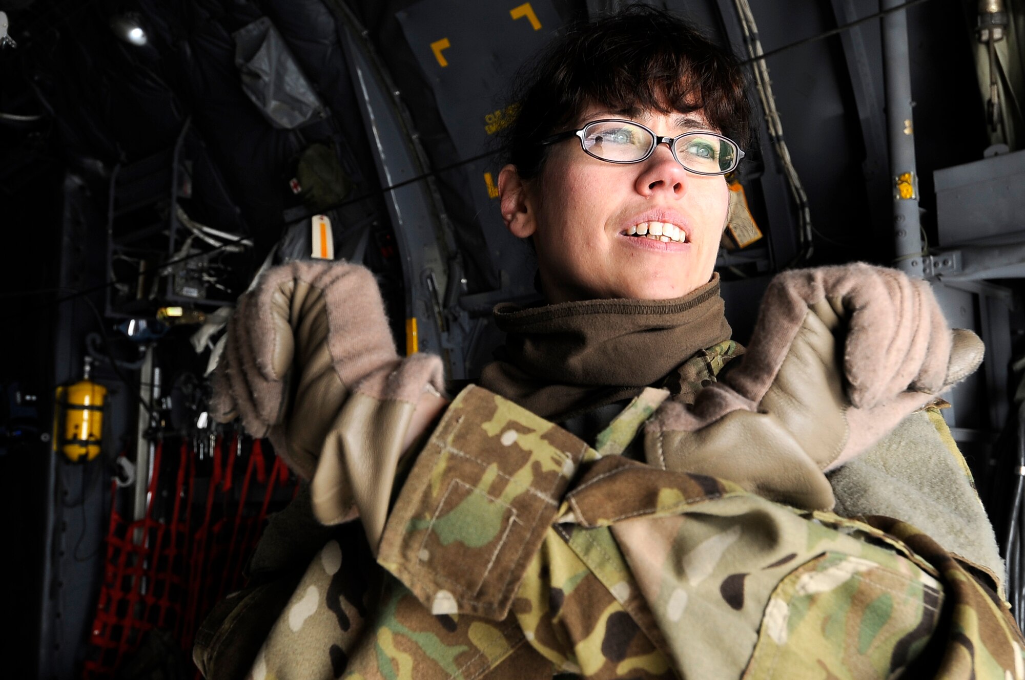 Capt. Deanna Leyba directs the medical team’s movements on a C-130 Hercules as they reconfigure the airframe for an upcoming mission at Bagram Airfield, Afghanistan on Dec. 18, 2012. Leyba is a flight nurse assigned to the 455th Expeditionary Aeromedical Evacuation Squadron, deployed here from Peterson Air Force Base, Colo. (U.S. Air Force Photo/Master Sgt. Jun Kim)
