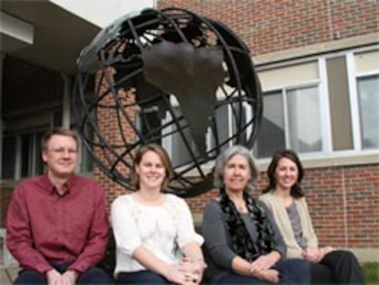 From left to right are ERDC-CRREL researchers Jay Clausen, Maggie Knuth, Dr. Susan Taylor and Carrie Vuyovich all are 2012 Dartmouth Women In Science Project mentors.
