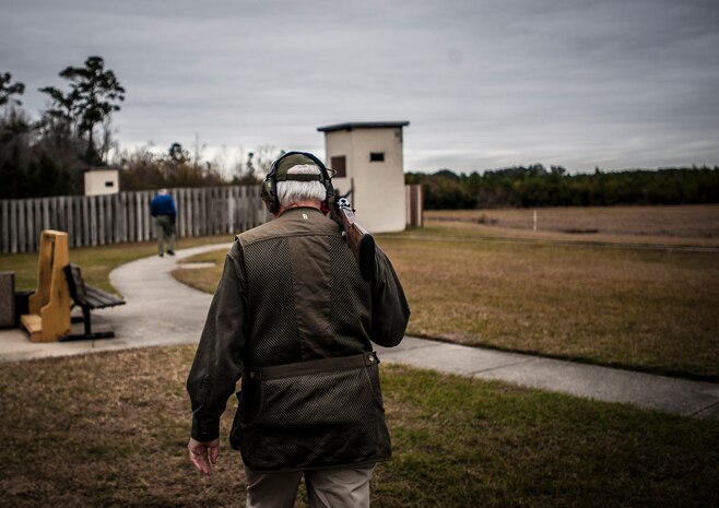 John Caputo, Joint Base Charleston Skeet and Trap Range volunteer, walks to one of the two skeet ranges Dec. 15, 2012 at JB Charleston – Air Base. Caputo, along with several other local veterans, volunteer their time to make sure the range is kept esthetically nice and to help attendees have a safe enjoyable time while shooting skeet and trap. (U.S. Air Force photo/ Senior Airman Dennis Sloan)