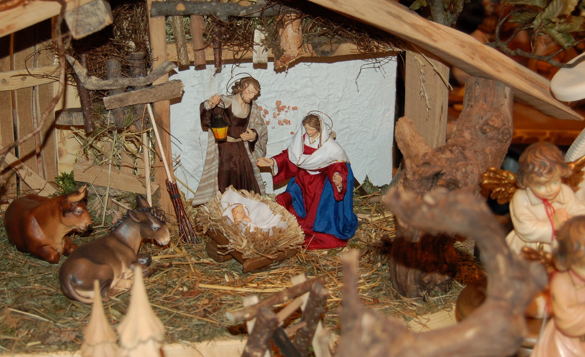 SPANGDAHLEM AIR BASE, Germany -- Instead of Christmas trees, or in addition to them, Germans set up Christmas pyramids and nativity scenes with carved wooden figures. You find them both, in people's homes and in churches. During catholic Christmas services, "Krippenspiele," or Christmas plays, were put on. This custom arose in the Middle Ages and still exists in some places today. (Courtesy photo/Released)