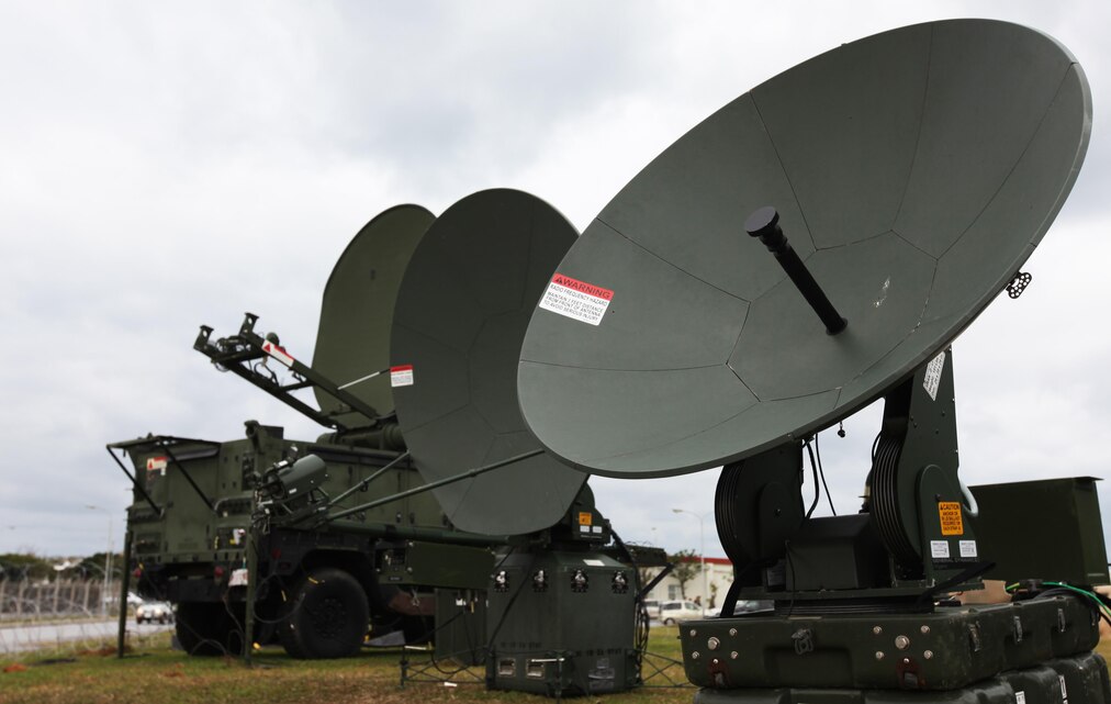A series of satellite dishes receive and send data to the communications tent during the 31st Marine Expeditionary Unit’s Communications Exercise here, Dec. 16 through 21. As part of the communications section’s pre-deployment training, COMMEX refreshes the skills of the communications Marines and ensures the equipment is fully functional prior to every MEU deployment. The 31st MEU is the only continuously forward-deployed MEU and is the Marine Corps’ force in readiness in the Asia-Pacific region.