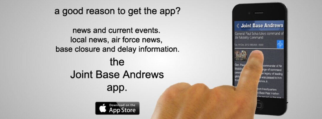 The new app for Joint Base Andrews released Dec. 11, 2012, is available worldwide on any iOS device. (U.S. Air Force graphic/ Senior Airman Daniel Burkhardt)