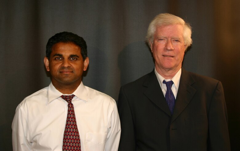 Vineet Gupta, left and Richard Tynes, ERDC Topographic Engineering Center received the Army’s Research and Development Achievement Award. (Photo by Wendy Thompson, ACE-IT)