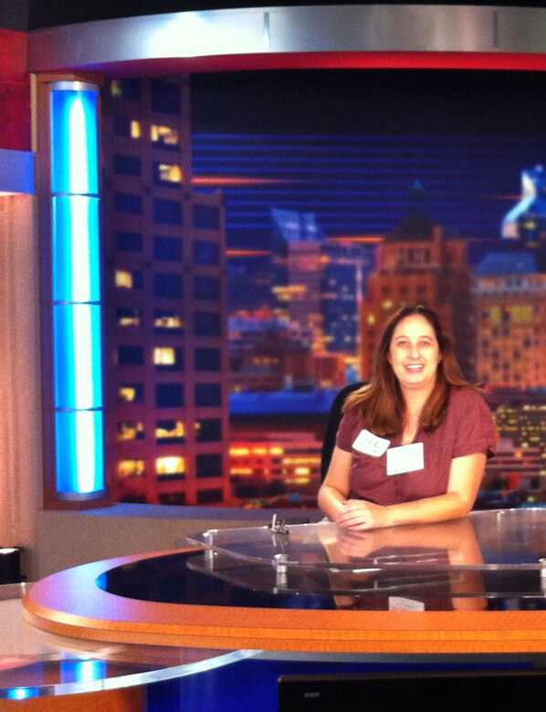 Kim Carsell, planner with the U.S. Army Corps of Engineers, visits News10’s studios in Sacramento, Calif., Sept. 13, 2012, as part of the Sacramento Metro Chamber’s Leadership Sacramento program. Carsell graduated from the program Dec. 13, 2012. (Photo courtesy of Kim Carsell)