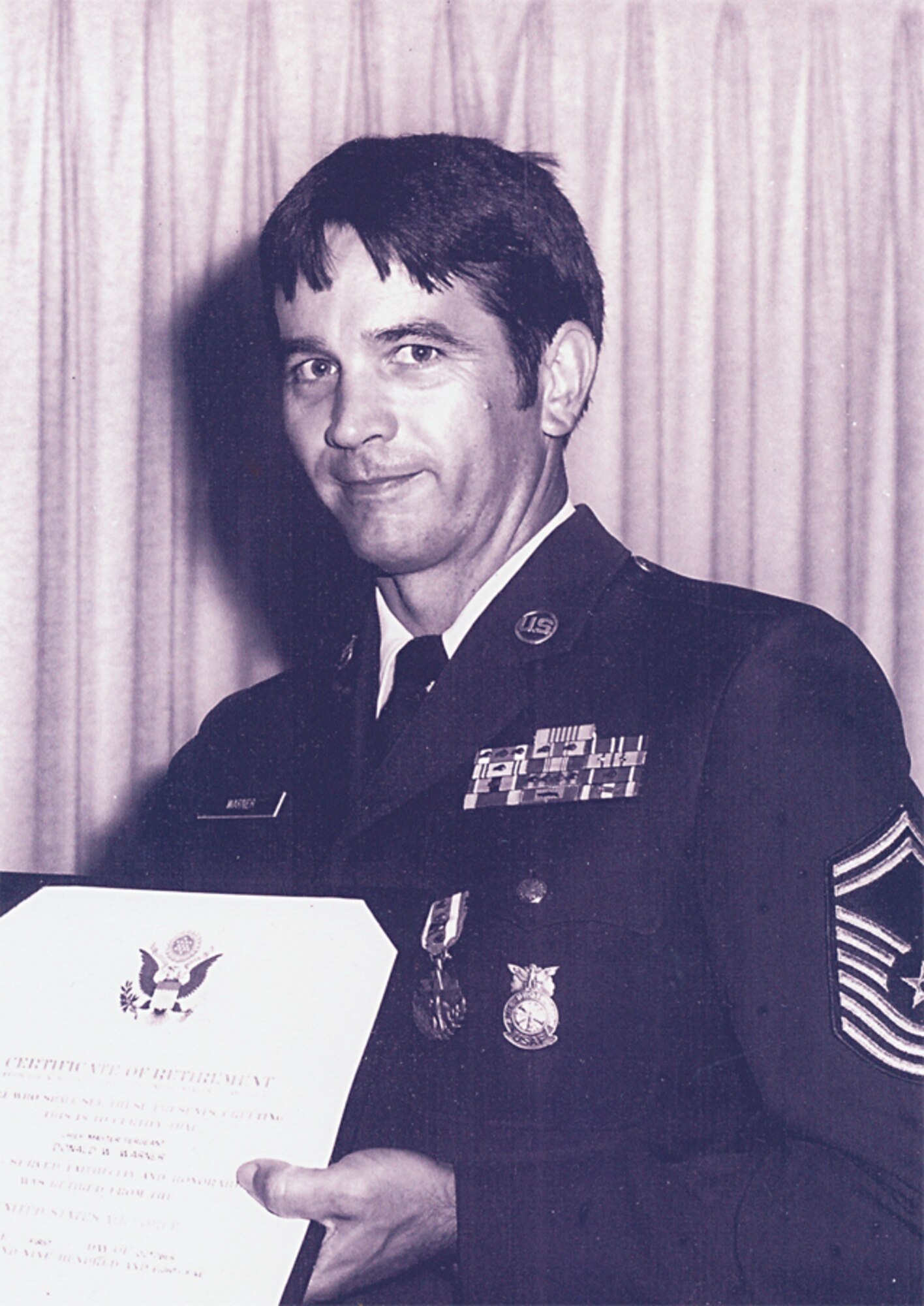 In 1985, Chief Master Sergeant Donald Warner retired from the Air Force after 20 years of active duty serve. (Courtesy photo)