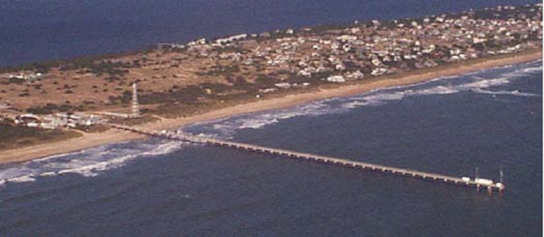 An aerial view of ERDC Coastal and Hydraulics Laboratory’s HL Field Research Facility, Duck, N.C.