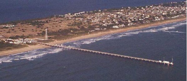 An aerial view of ERDC Coastal and Hydraulics Laboratory’s HL Field Research Facility, Duck, N.C.