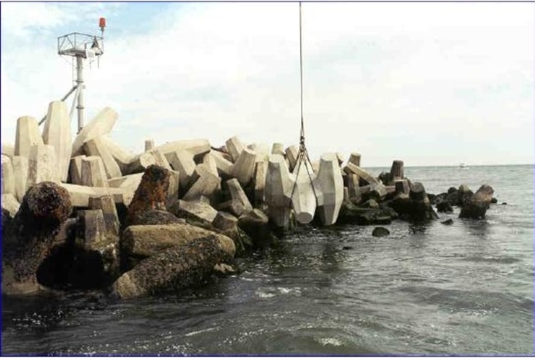 At Manasquan NJ, engineers working from floating platforms placed all CORE-LOC® units in two days.