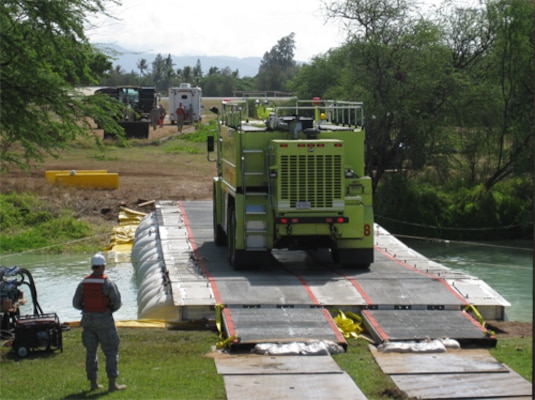 LMCS used to by-pass damaged bridge during Simulated Disaster Relief Operations on Hickam AFB in Hawaii (2009).