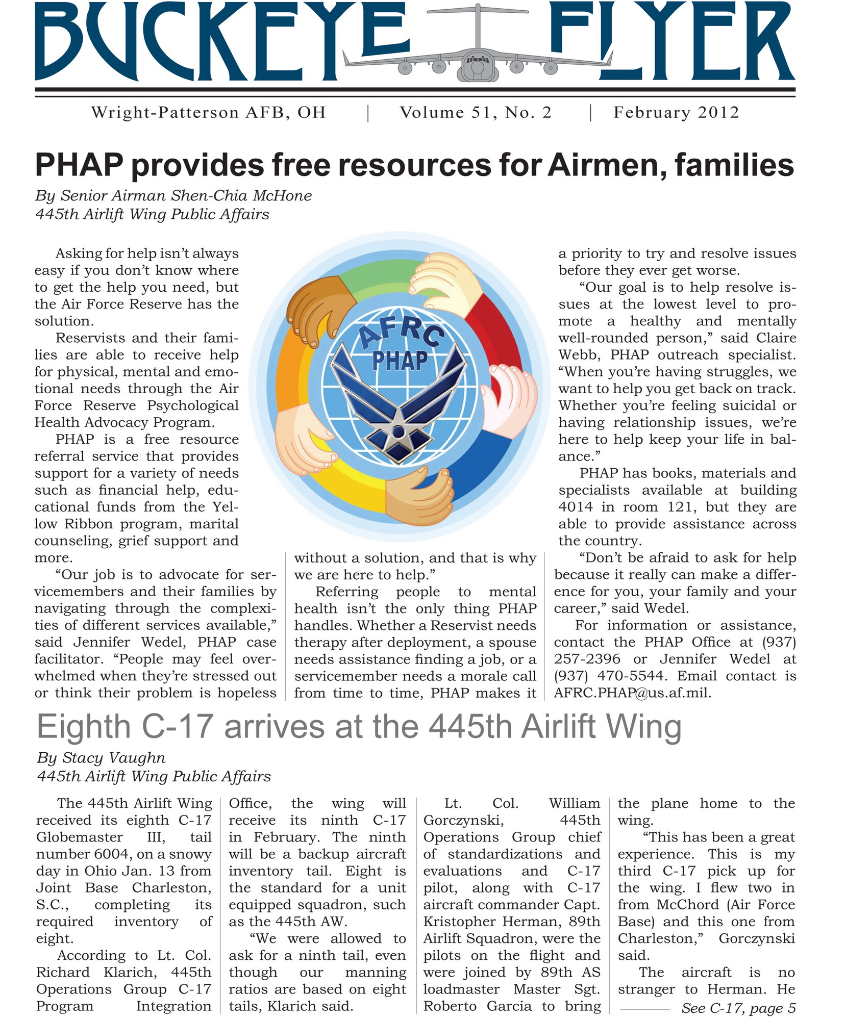 WRIGHT-PATTERSON AIR FORCE BASE, Ohio - The Buckeye Flyer is the official publication of the 445th Airlift Wing and includes eight pages of stories, photos and features. (U.S. Air Force photo)