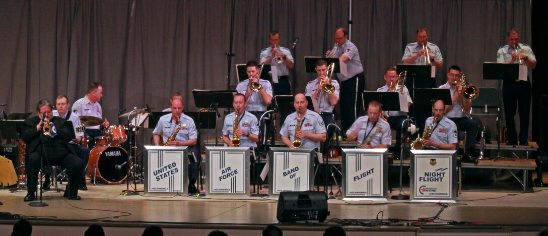 World famous jazz trumpeter Bobby Shew performs with the Night Flight Jazz Ensemble.  (U.S. Air Force photo/TSgt Felita Rowe)
