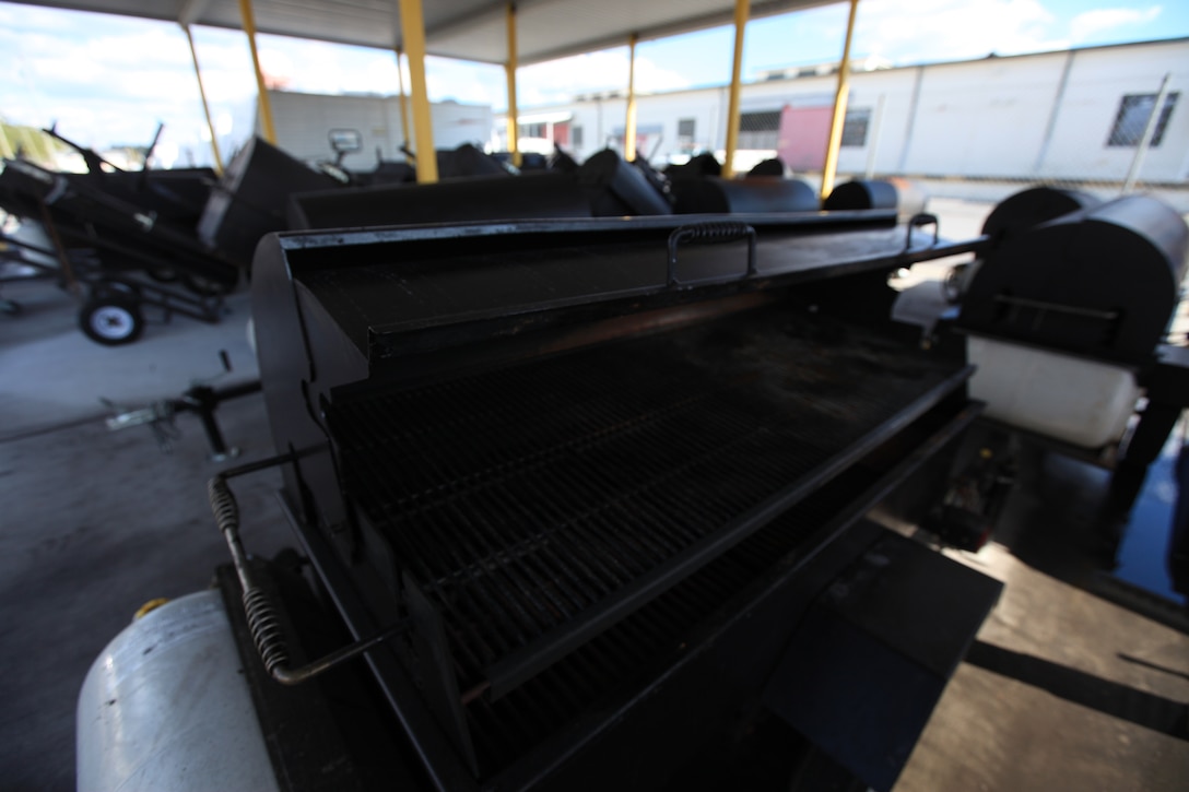 Rows of barbecue grills are lined up at the Recreation Equipment Issue Facility aboard Marine Corps Base Camp Lejeune, Feb 2. The facility loans out camping equipment, gardening tools and a variety of other recreational equipment to any valid military identification cardholder for a lower price than they would find off base.