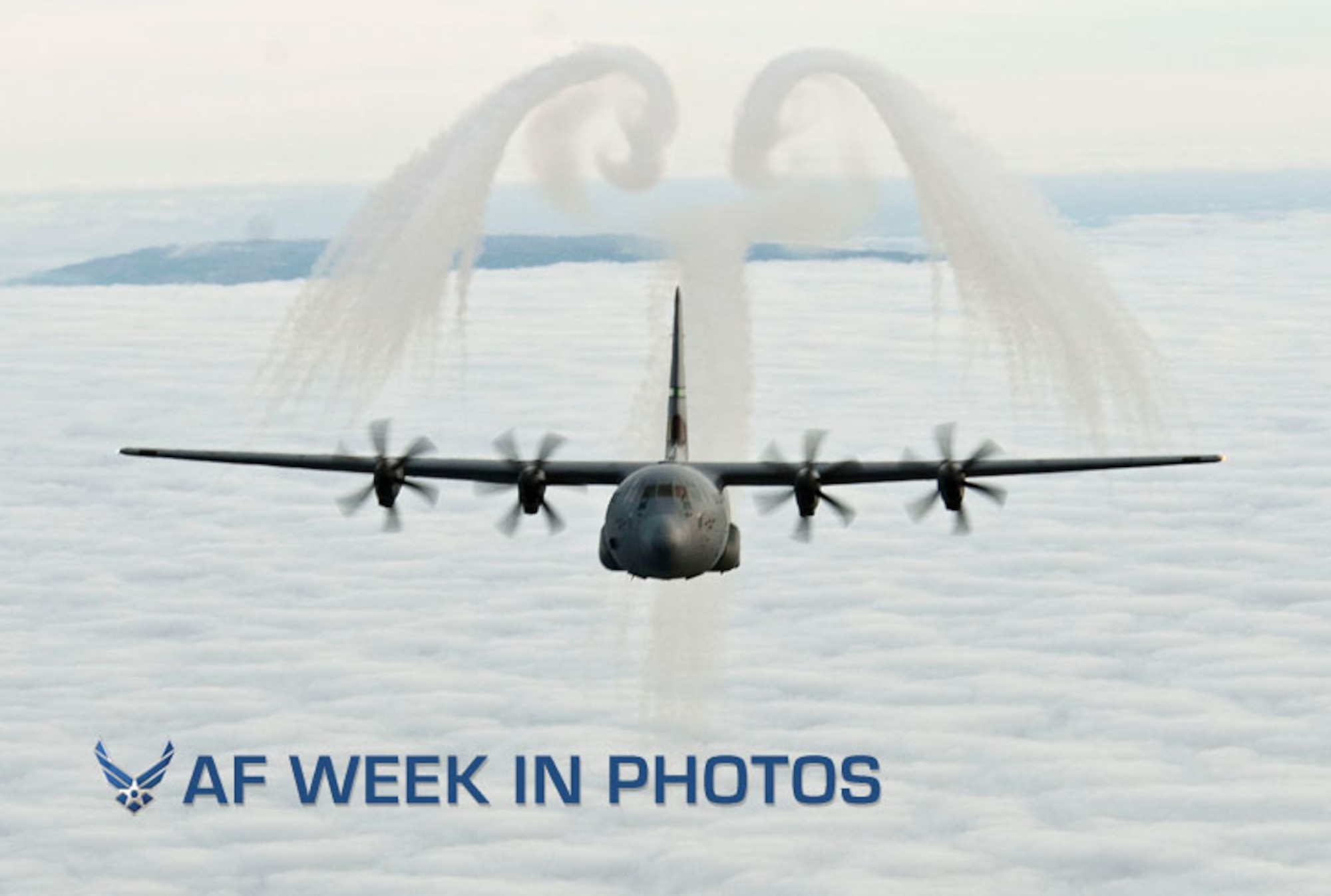 A C-130J Hercules from the 146th Airlift Wing, California Air National Guard, conducts flare training off the Ventura County coast Jan. 10, 2012. The flares are used as tactical infrared countermeasures to confuse and redirect heat-seeking missiles. (U.S. Air Force photo/Master Sgt. Dave Buttner)