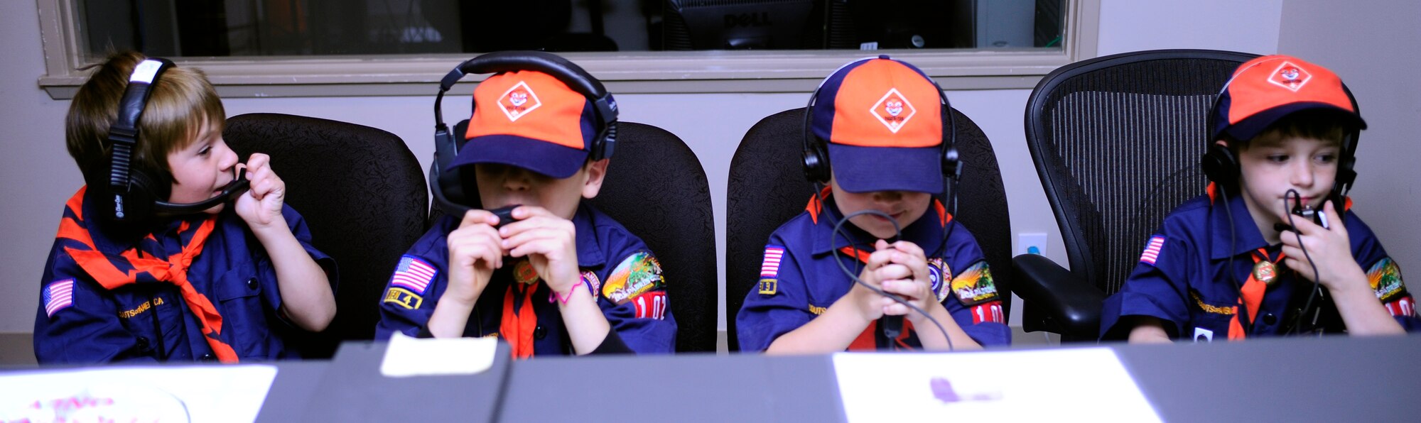 VANDENBERG AIR FORCE BASE, Calif. -- Vandenberg Cub Scout Pack 102 learns about live broadcasts in the television control room during their visit to the 30th Space Wing Public Affairs Office here Wednesday, Feb. 1, 2012. The PA staff helped the scouts earn their news and media merit badge. (U.S. Air Force photo/Staff Sgt. Andrew Satran) 