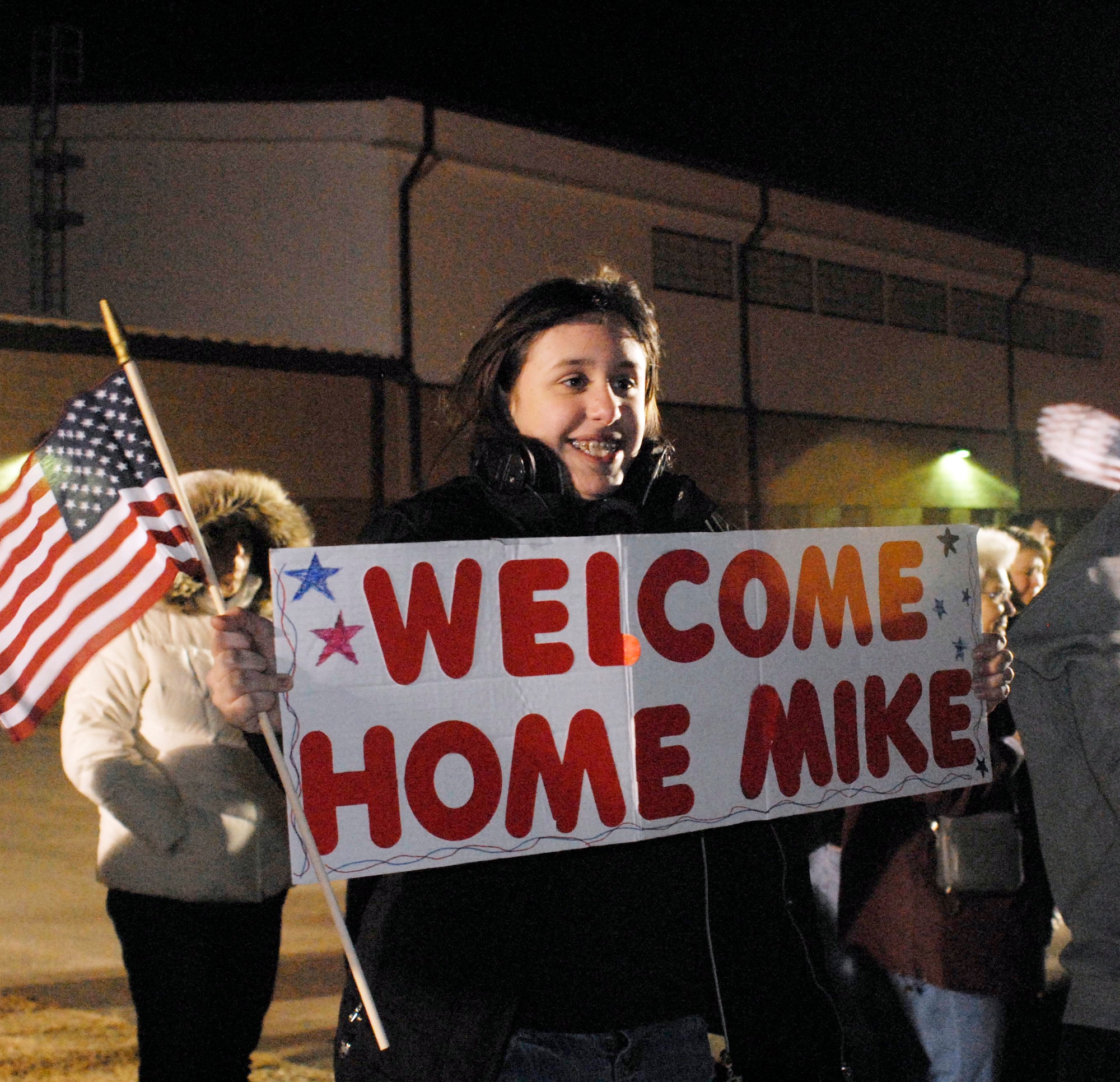 Families provide an enthusiastic welcome home from Afghanistan to members of the 103rd Security Forces Squadron at Bradley Air National Guard Base, East Granby, Conn., Monday, Jan. 30, 2012. The troops performed security and patrol operations at Bagram Airfield during their more than six-month deployment. (U.S. Air Force photo by Tech. Sgt. Erin McNamara\RELEASED)