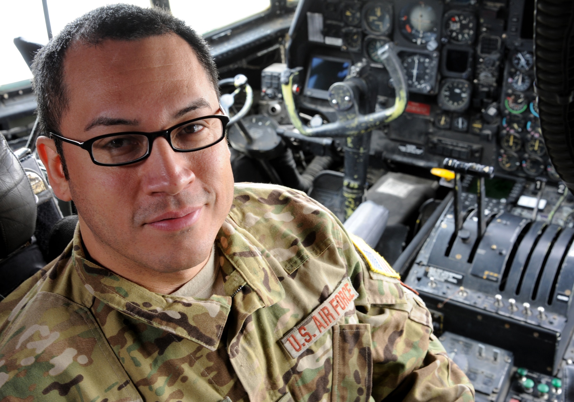 CAMP BASTION, Afghanistan -- Master Sgt. Rogelio Martinez, 76th Expeditionary Rescue Squadron flight engineer, plays a vital role in the only fixed wing medical evacuation missions flown for Operation ENDURING FREEDOM. Among many responsibilities, Martinez acts as the aviation systems expert aboard the HC-130P King. (U.S. Air Force photo/Tech. Sgt. Beth Del Vecchio)